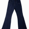 Jean Flare stretch, tiro alto, tono azul indigo crudo, cierre con cremallera Ref: 240908