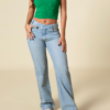 Jean Straight Leg Tiro Medio Pretina Diagonal Denim Celeste Claro Ref 240932