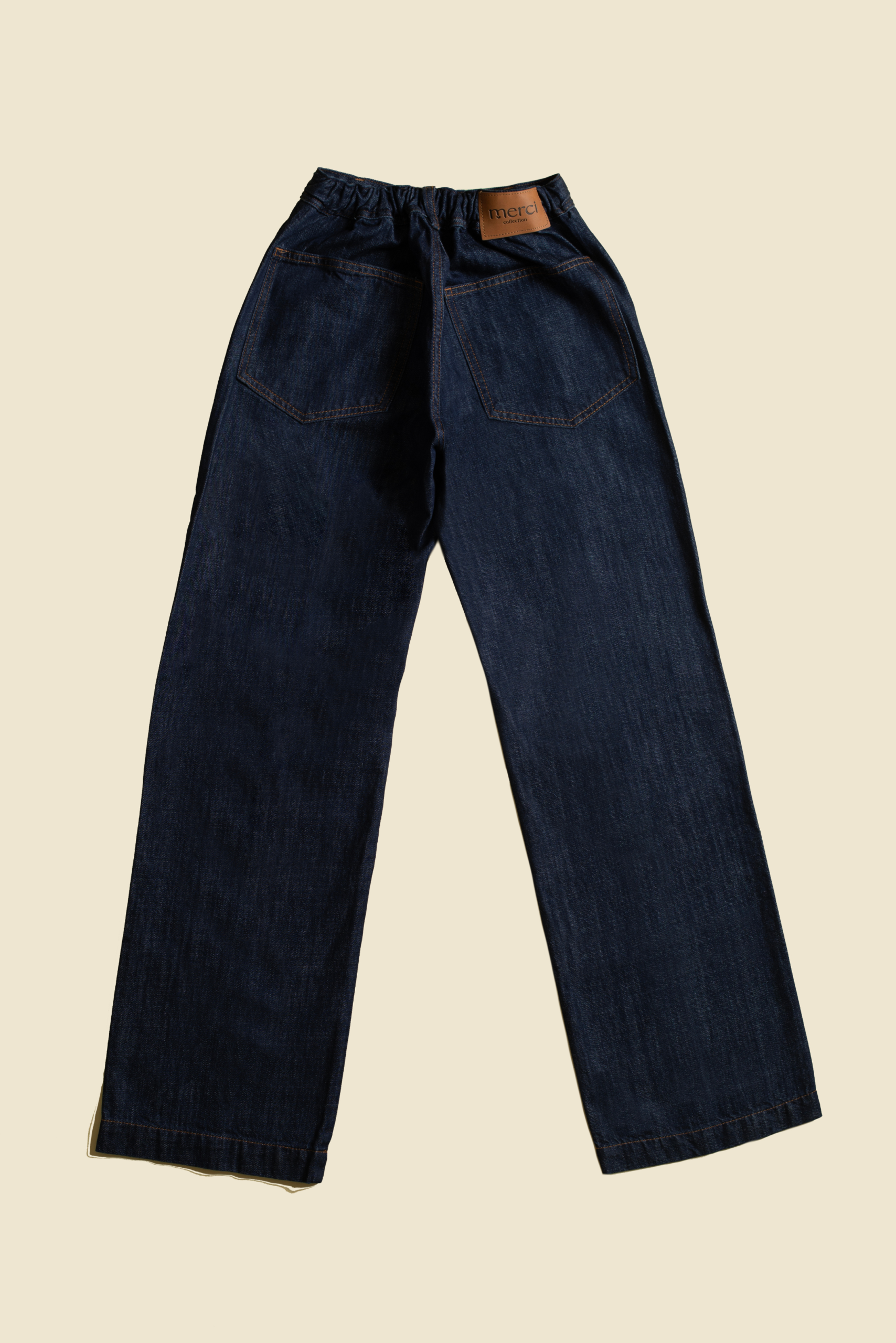 Jean Wide Leg Tiro Medio Pretina Elástica Denim Azul Índigo Ref: 240933