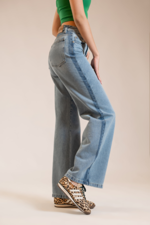 Jean Wide Leg Contraste Tiro alto